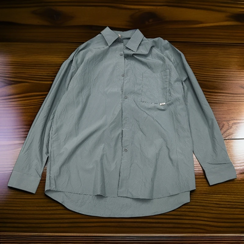 春季简约宽松微皱面料POlO衫休闲透气百搭翻领长袖衬衫11501