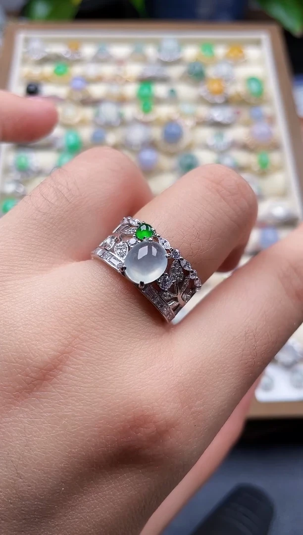 银S925镶嵌戒指翡翠165