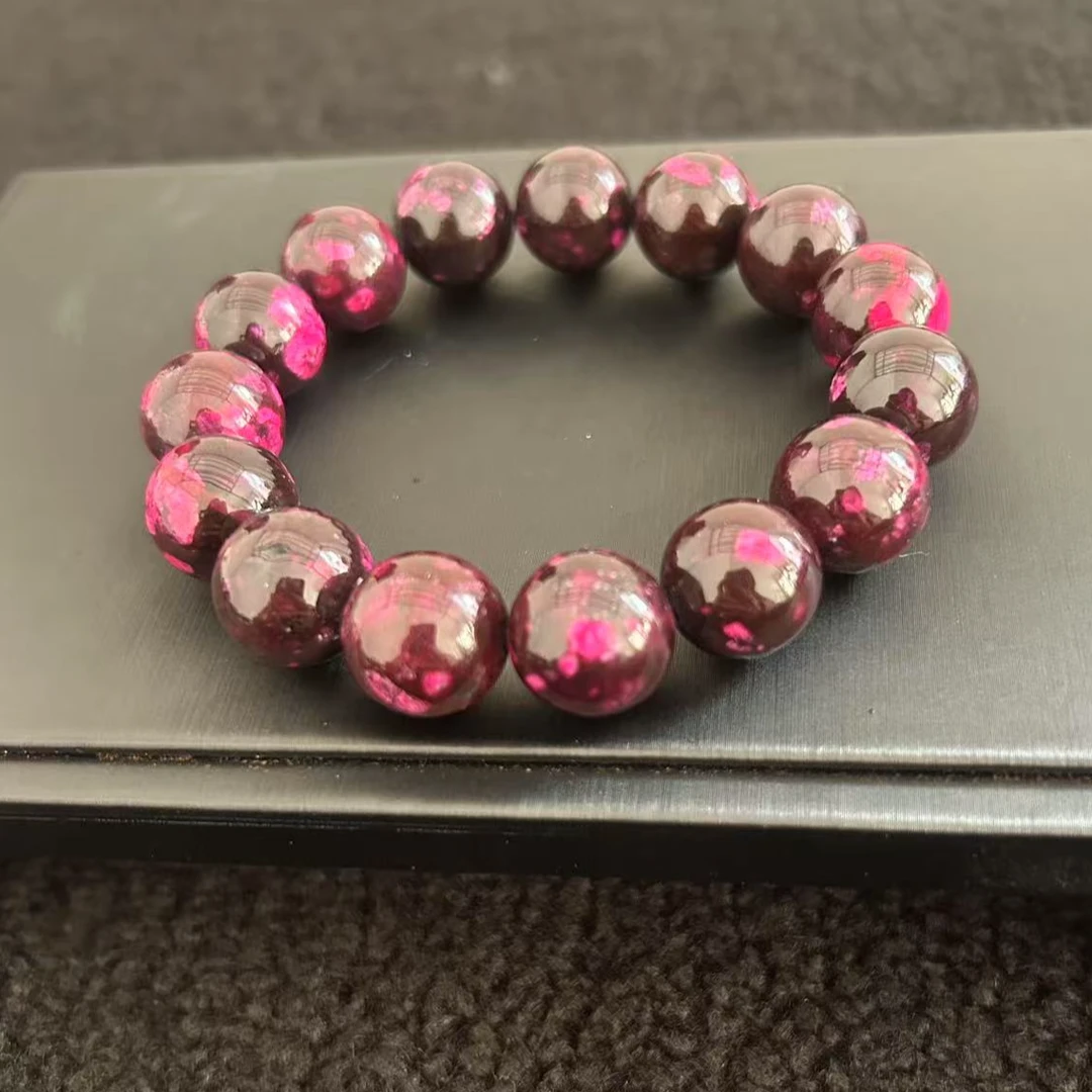 非金属珐琅手链 01南非丝绒咖皮桃红圆珠手串