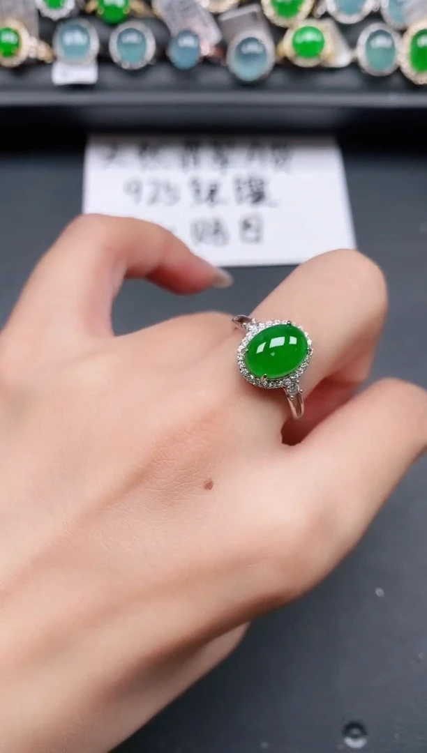 翡翠戒指银S925镶嵌11111