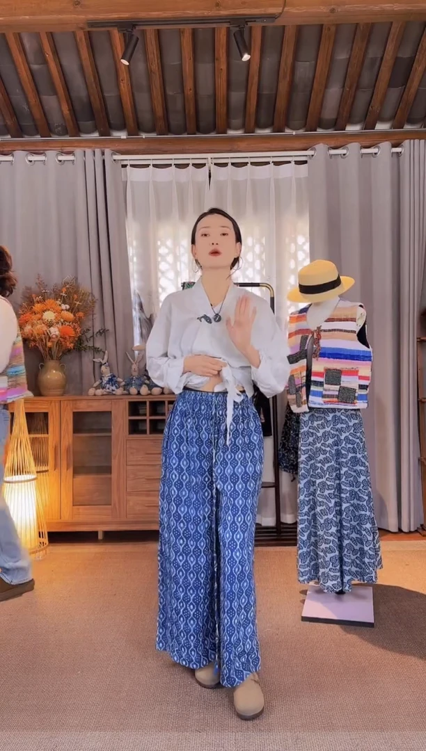 【闪购商品】设计师款蓝染阔腿裤