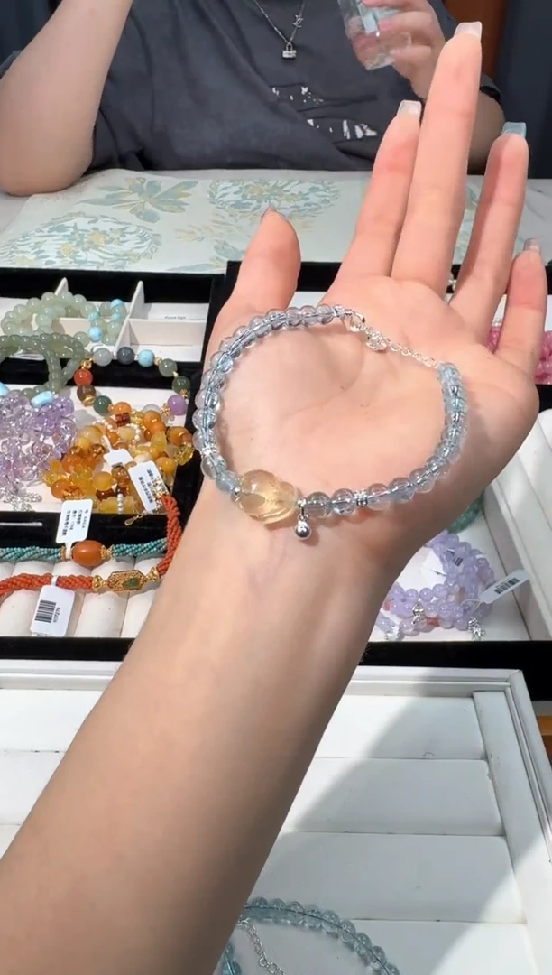 【闪购商品】托帕石手链银S925镶嵌A036蓝托帕黄水狐仙款