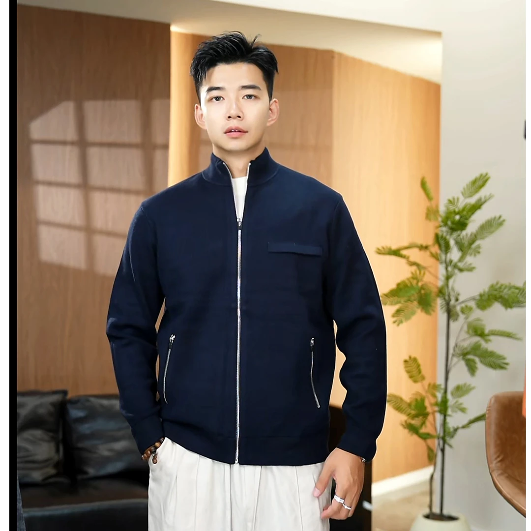 【含山羊绒外套】2025立领男士针织拉链外套休闲秋冬新款百搭经典