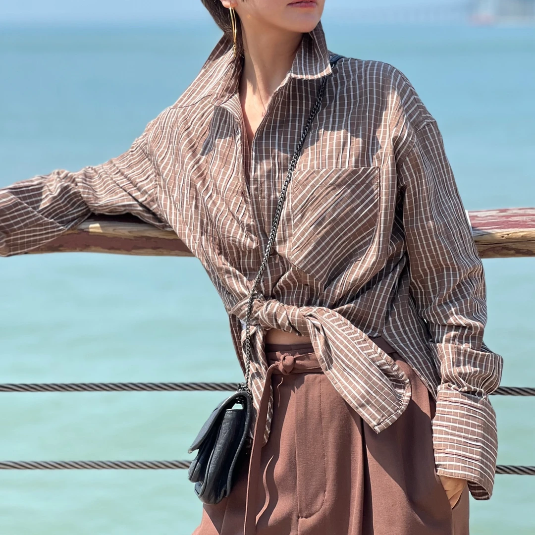 质社原创设计2025春夏经典时尚休闲显瘦条纹衬衣T001