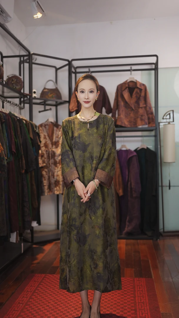 【青芜意裙】中国风复古新中式女士百搭时尚连衣裙277-青芜意裙