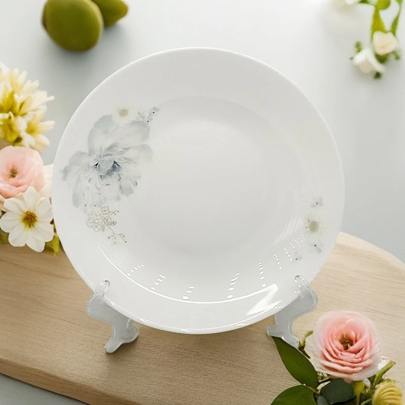 【老板来了】炫彩牡丹8英寸盘家用中式陶瓷饭盘