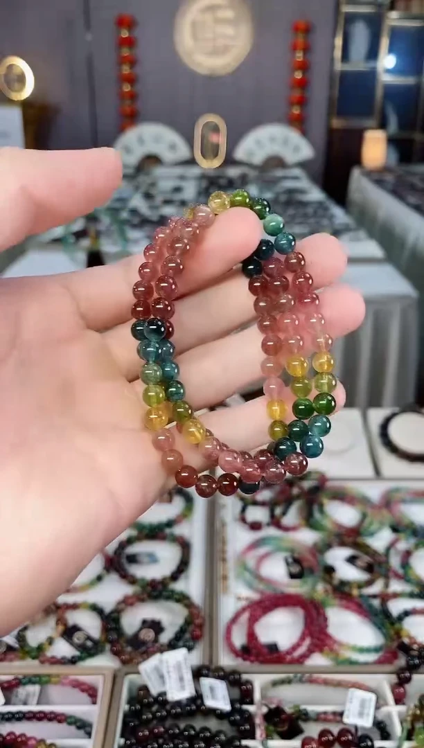 未镶嵌收藏级老矿碧玺三圈手串5mm+碧玺xion多样性发一条