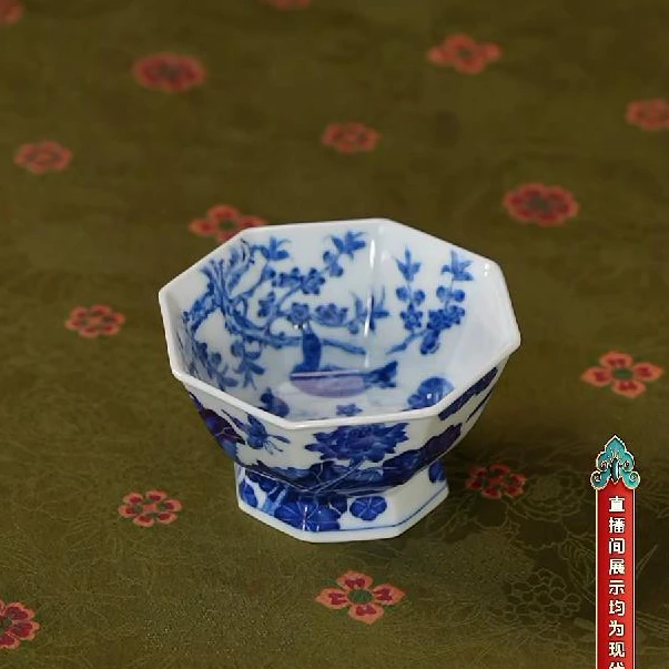 【小乔赏瓷】林涛小馆永宣青花荷花合家欢大八方盏ltxg344