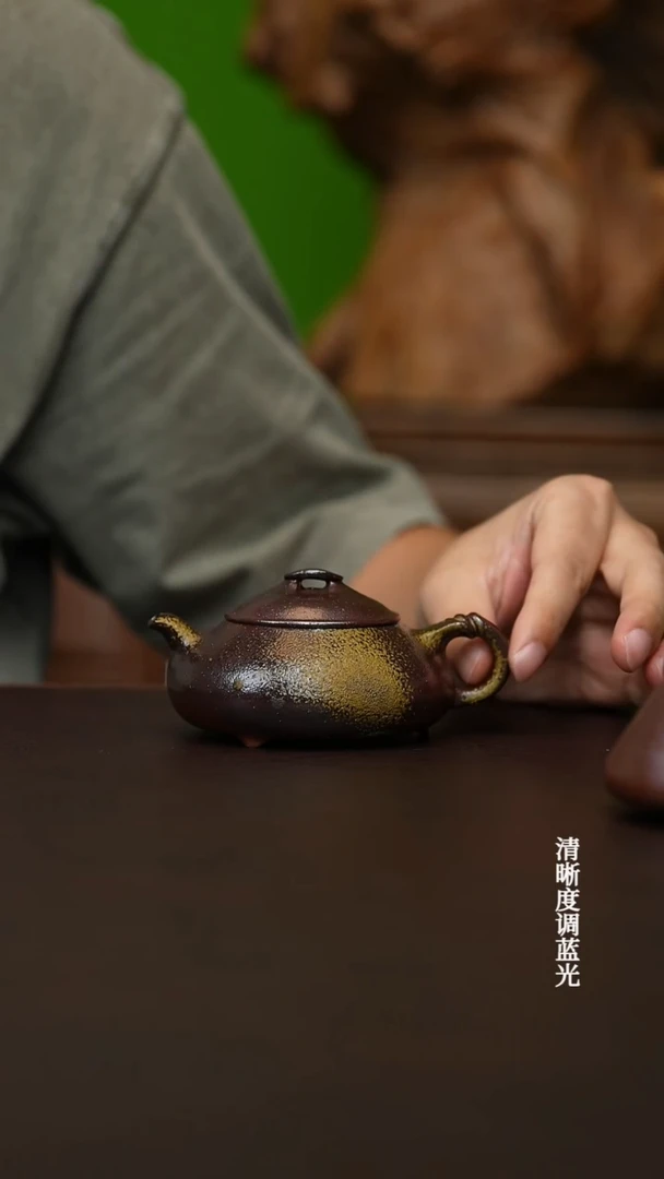 茶壶紫砂宜兴原矿 深井紫泥柴烧  简瓢