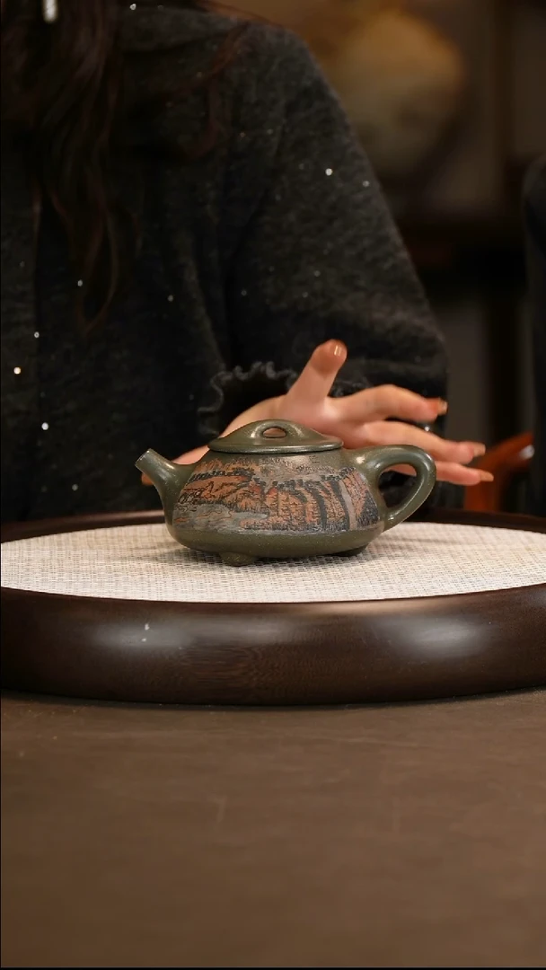 顾海荣 景舟石瓢 雪花绿泥 340c/浮雕杯