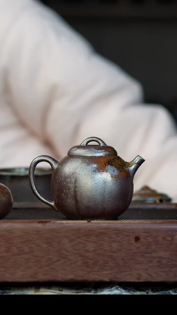 茶壶紫砂柴烧紫砂 天青海棠180cc