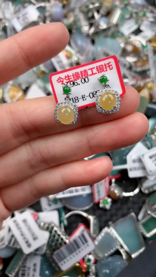 银S925镶嵌戒指翡翠777---7