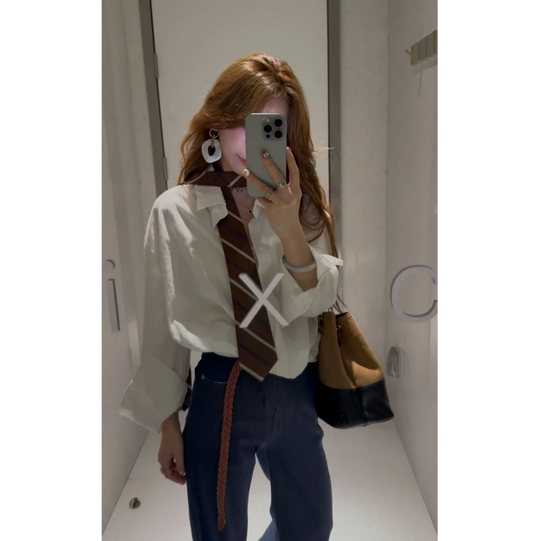 法式独特精致POLO领短衬衫2025新款女
