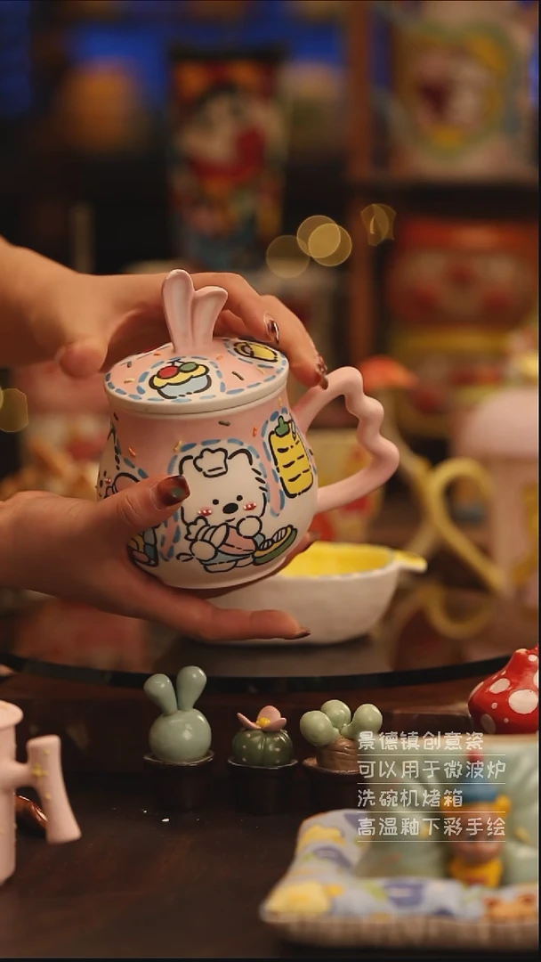 陶瓷景德镇可爱陶瓷釉下彩绘设计师款