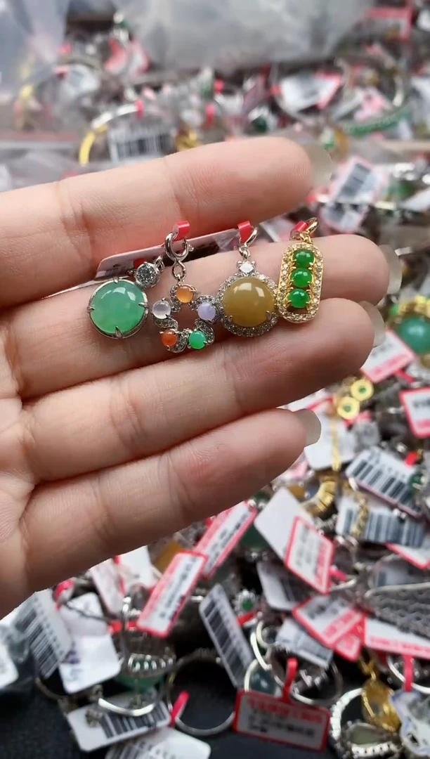 银S925镶嵌戒指翡翠天然A货缅甸翡翠