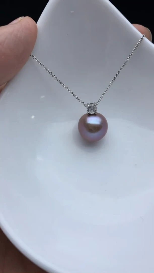 未镶嵌ff淡水珍珠紫珠吊坠（赠链）12~13mm