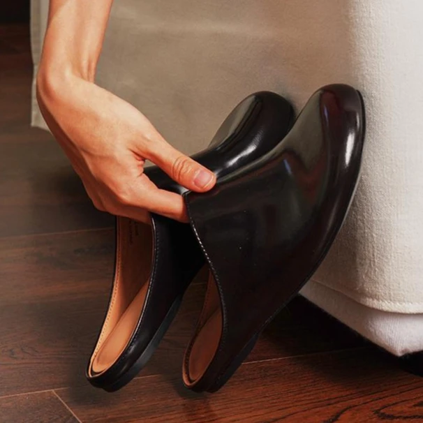 复古平底包头穆勒鞋时尚百搭后空懒人拖鞋休24451155-12/30