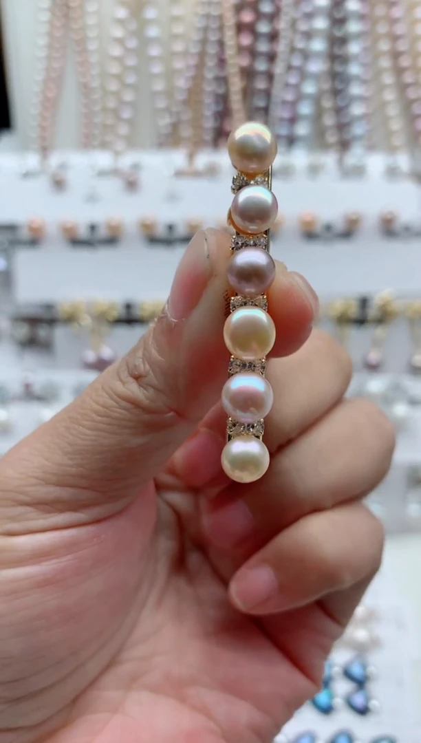 合金发夹淡水珍珠非无暇