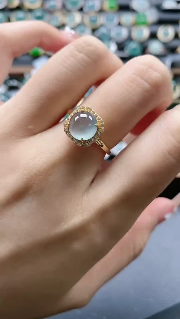 【闪购商品】翡翠戒指银S925镶嵌5151-8