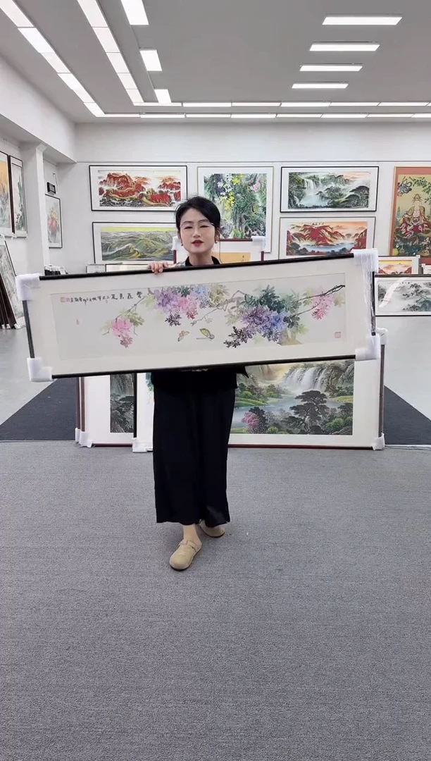国画手绘    紫气东来  172*62