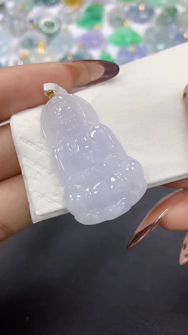 颈饰18K金镶嵌翡翠a货假一赔三支持复检百元上9元证书费自理