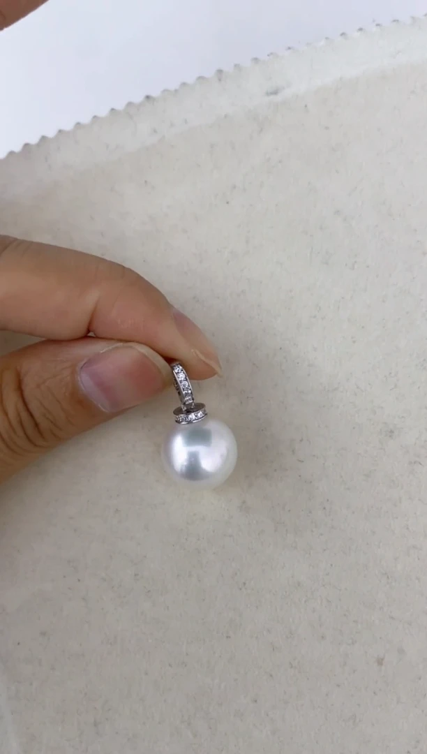 淡水珍珠银S925镶嵌颈饰吊坠13-14