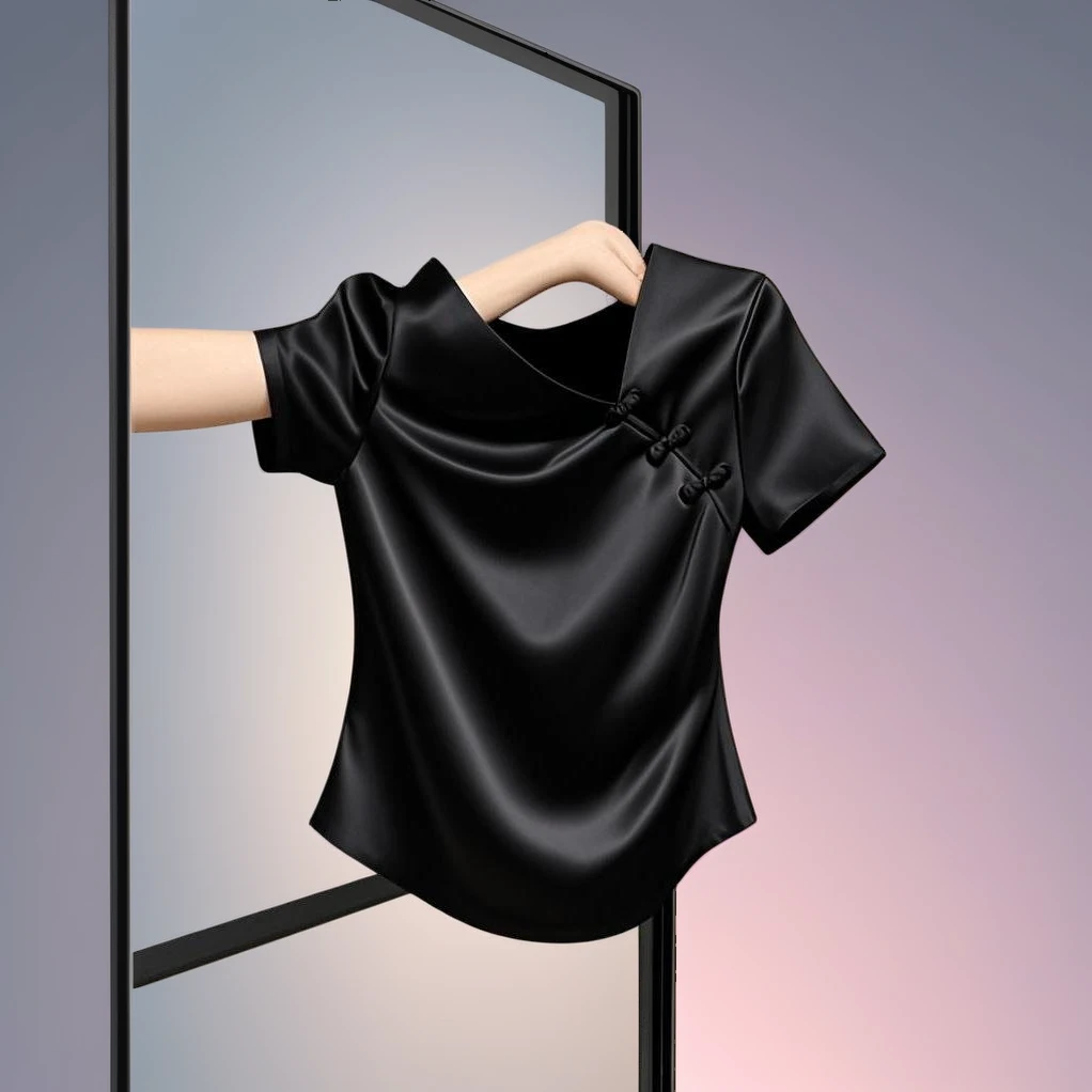 高级夏季新款轻奢洋气时尚气质短袖上衣T恤女超百搭好看国风T恤潮