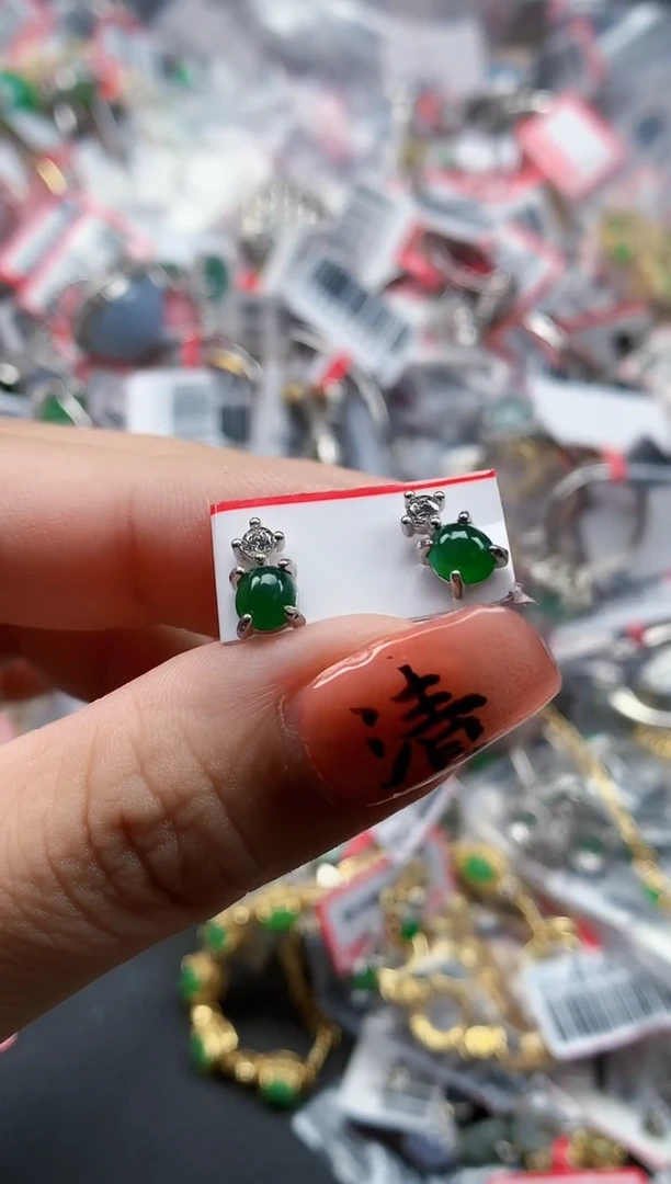 银S925镶嵌戒指翡翠天然A货缅甸翡翠