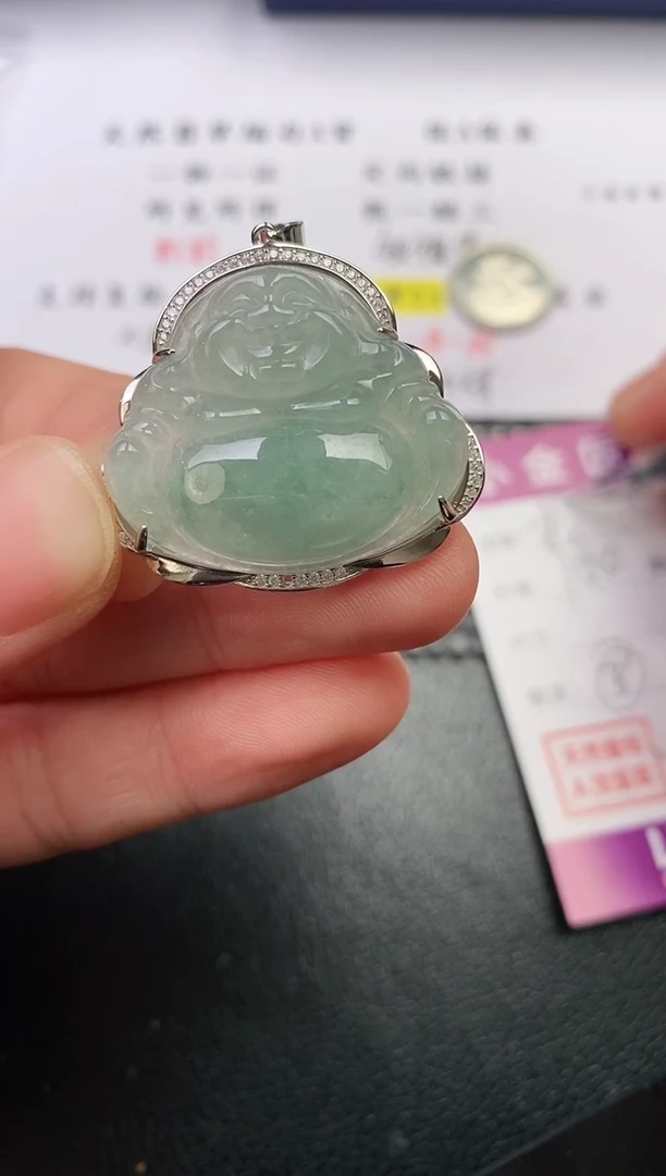 颈饰银S925镶嵌翡翠杨**气挂件