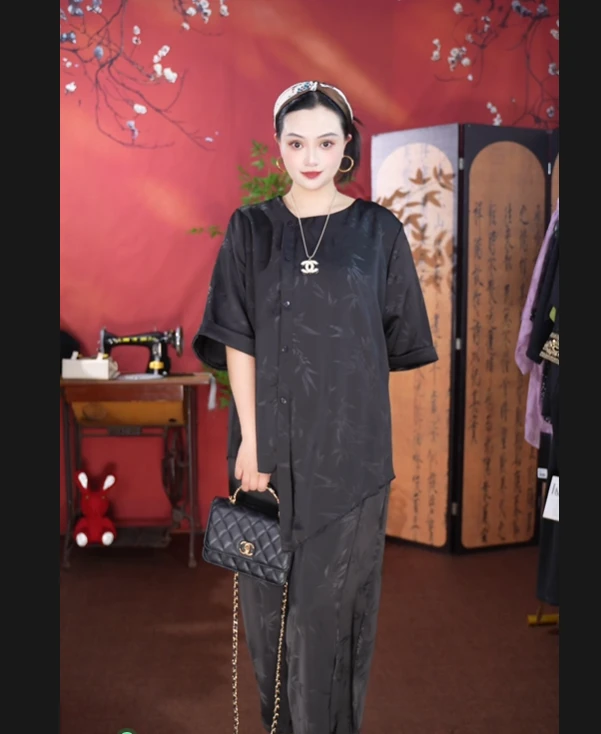 【119#1706】黑色不规则竹子压花纽扣上衣-F/百搭时尚高贵小上衣