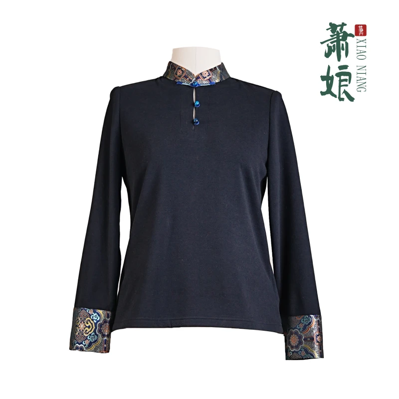 萧娘【素影】德绒美肤衣长袖打底中国风秋冬时尚百搭新中式上衣1927