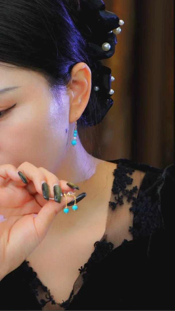 未镶嵌绿松石耳环发货一件