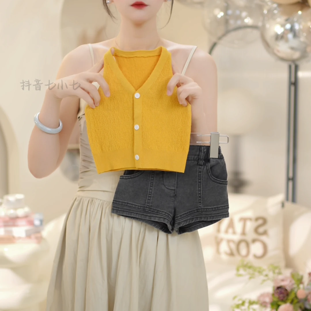 女童2025夏季新款洋气韩版背心牛仔短裤两件套C23562