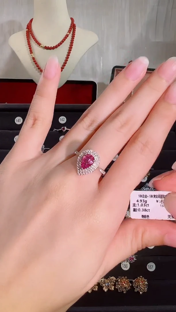 彩色蓝宝石戒指18K金镶嵌BR17360-D#-RGLW+Y#150