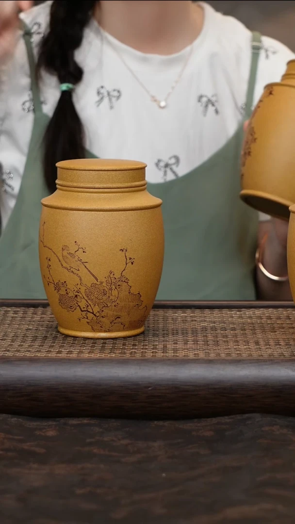 茶杯紫砂茶叶罐黄金段鸟