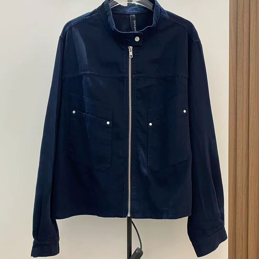 水淼2026春新款时尚显瘦立领牛仔夹克外套-2050