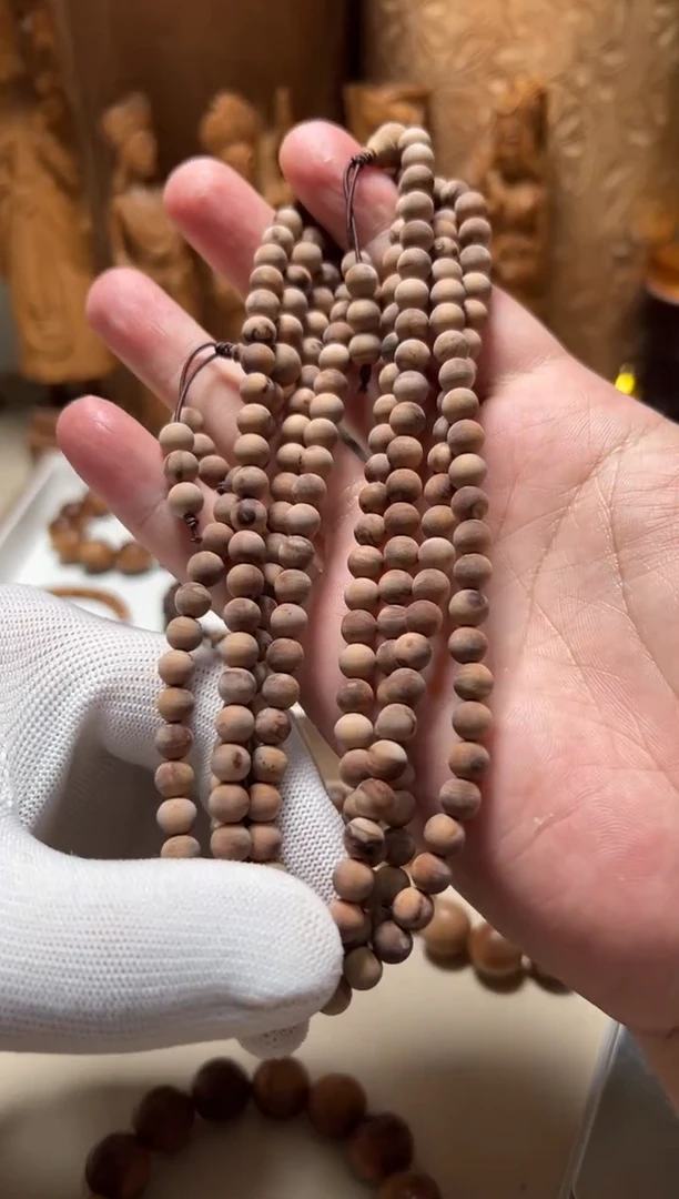 檀香木手串/手链微瑕没打磨0.6*108老山檀香