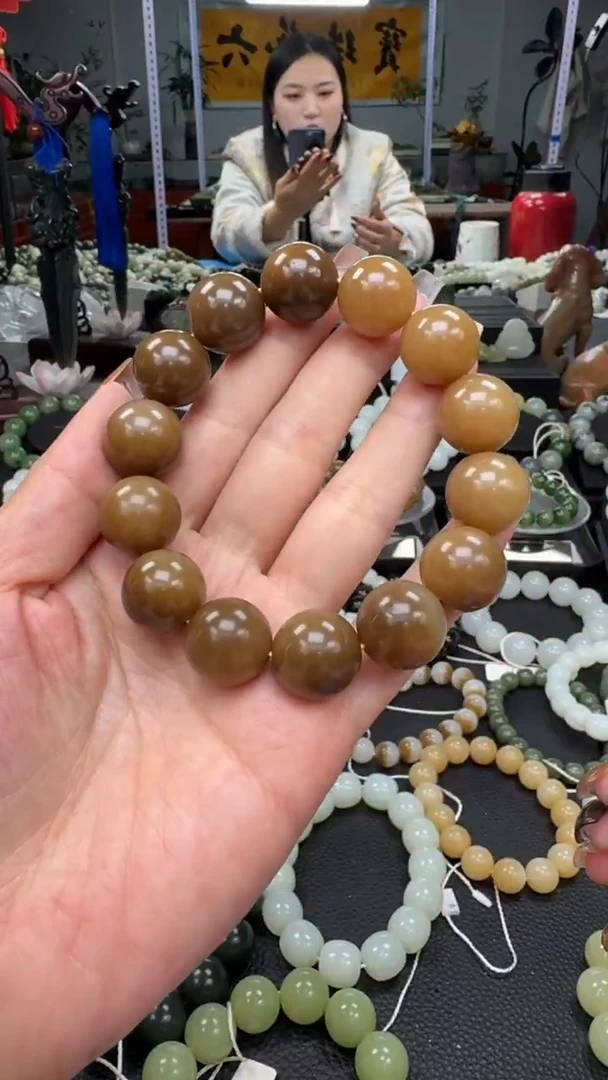 未镶嵌手串和田玉新疆且末金山红糖渐变卡17
