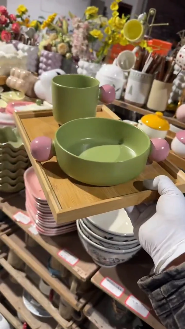 陶瓷绿色2件套微瑕 凑满20元包邮