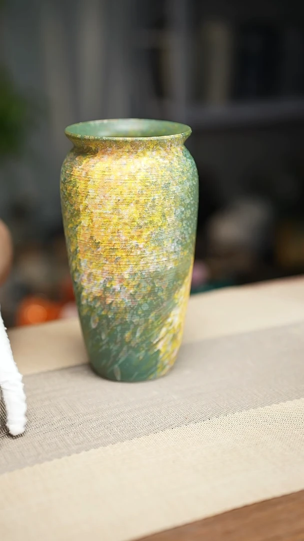 花器涂鸦绿翻口高25