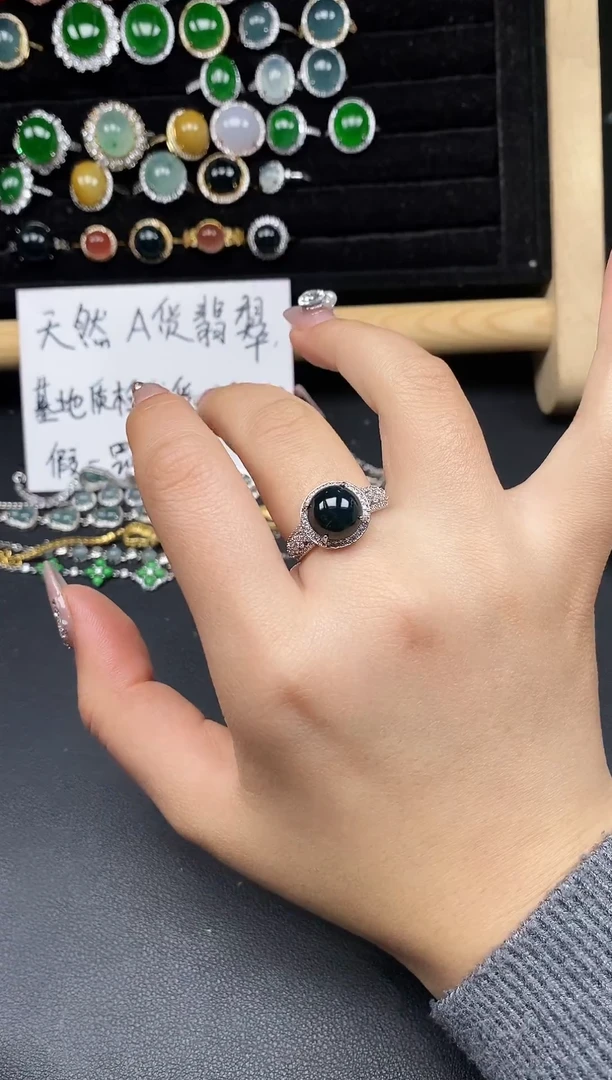 银S925镶嵌戒指翡翠25388