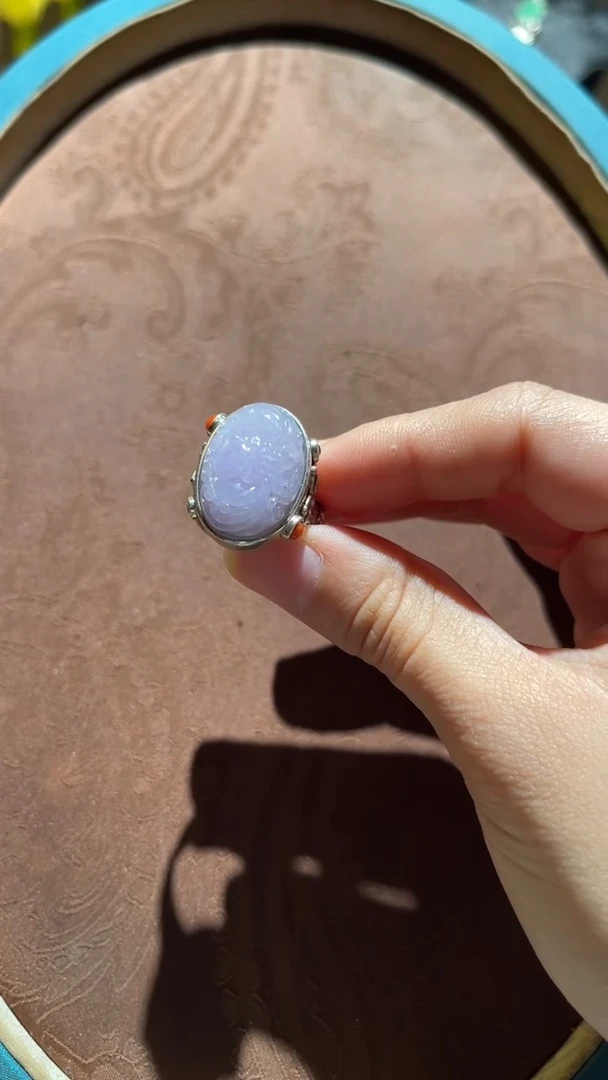 银S925镶嵌戒指翡翠红翡绿翠