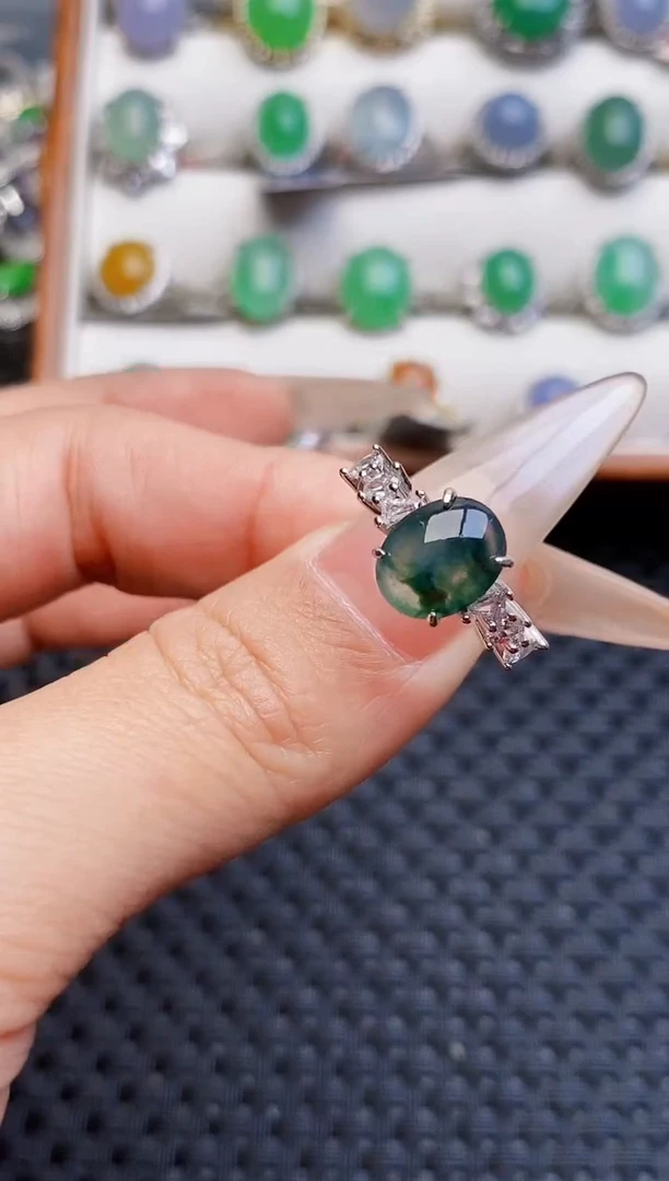 银S925镶嵌戒指翡翠5575