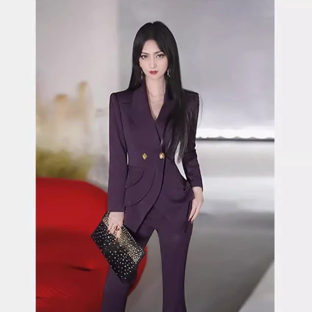 OUPAN 欧盼 深圳南油原创 两件套装立体设计高级感西服套装女2576