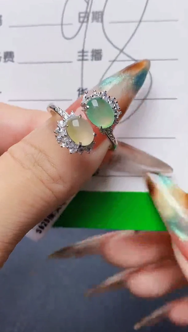 银S925镶嵌戒指翡翠2925