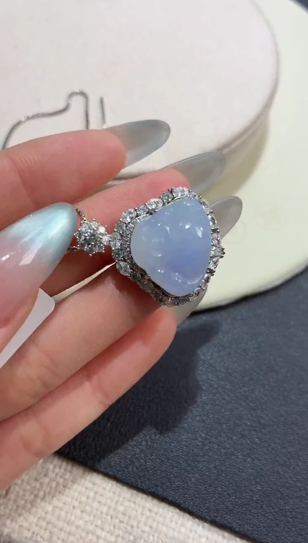 吊坠(不含链)银S925镶嵌翡翠吊坠