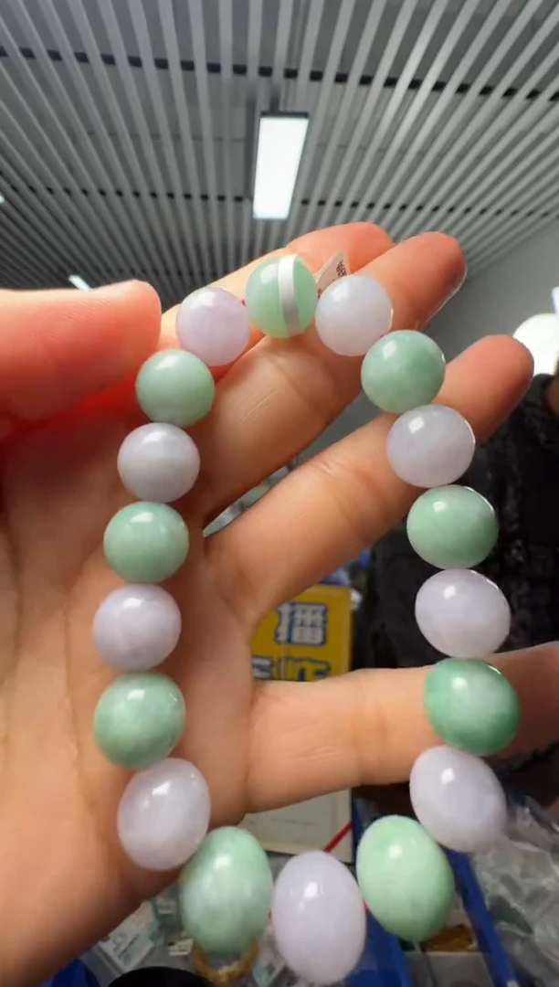 未镶嵌手链翡翠HE-翡翠双色手串