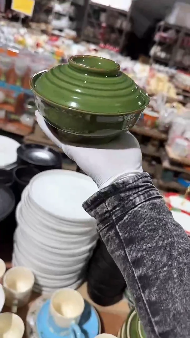 陶瓷螺纹带盖碗微瑕 凑满20元包邮