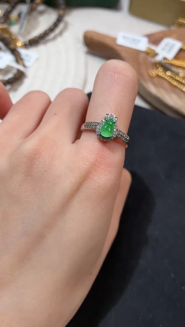 银S925镶嵌戒指翡翠戒指