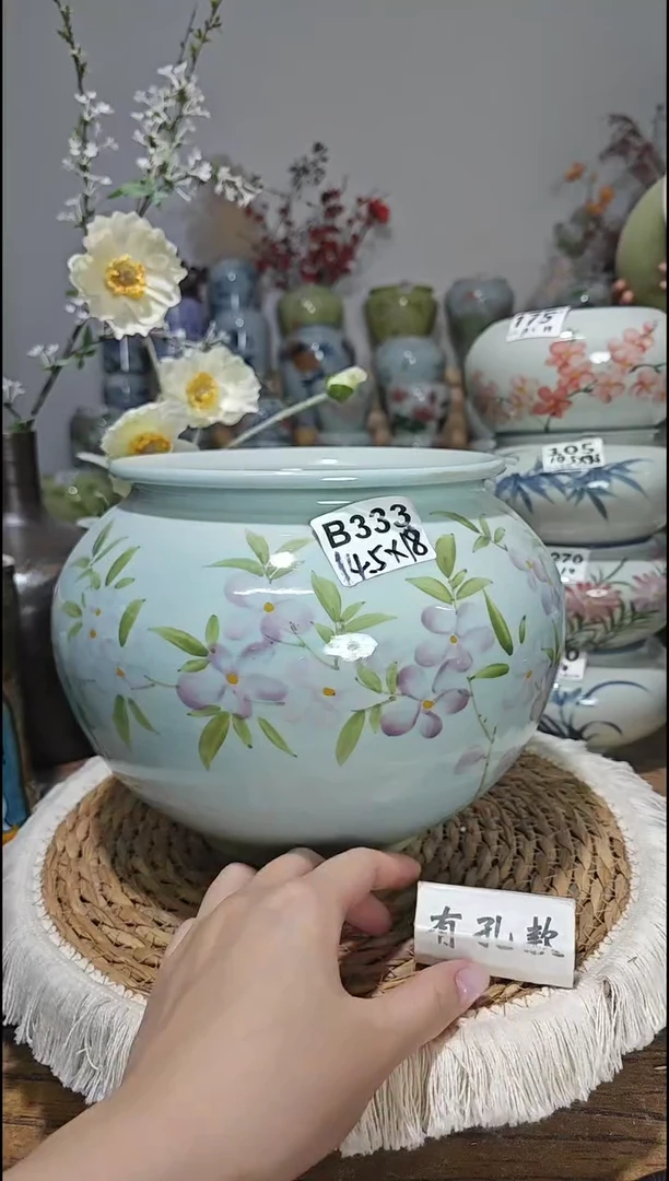 景德镇瓷韵陶瓷花盆   B333 手工制品  默认微瑕 介意慎拍